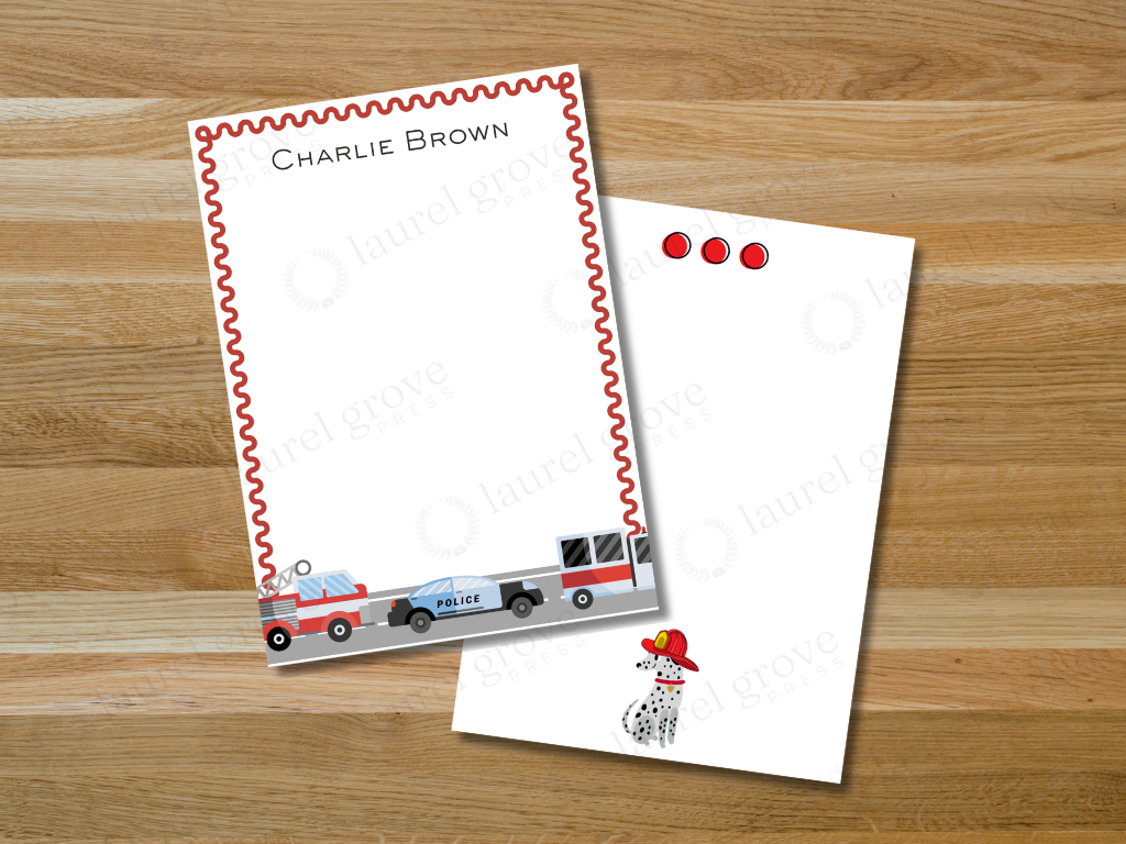 Emergency Vehicles Notecards