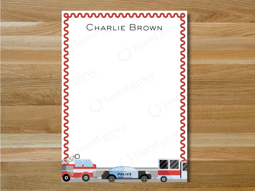 Emergency Vehicles Notecards